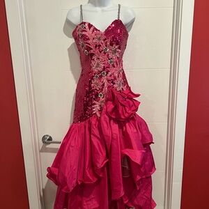 Vintage Alyce Designs 80s Pink Low-High Prom Dress